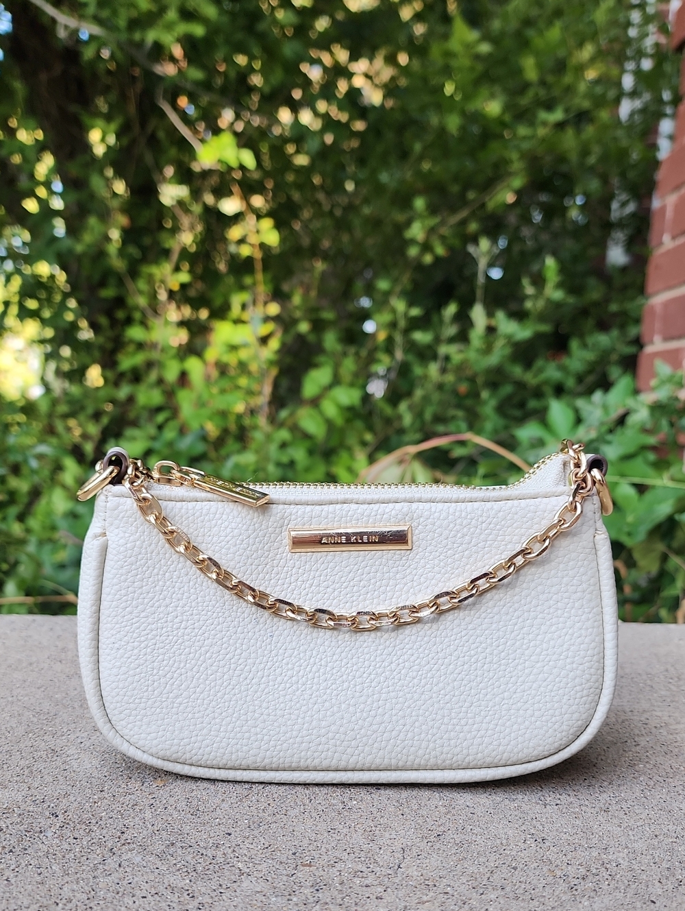 Anne Klein Pebbled Mini Shoulder Bag with Gold Chain
